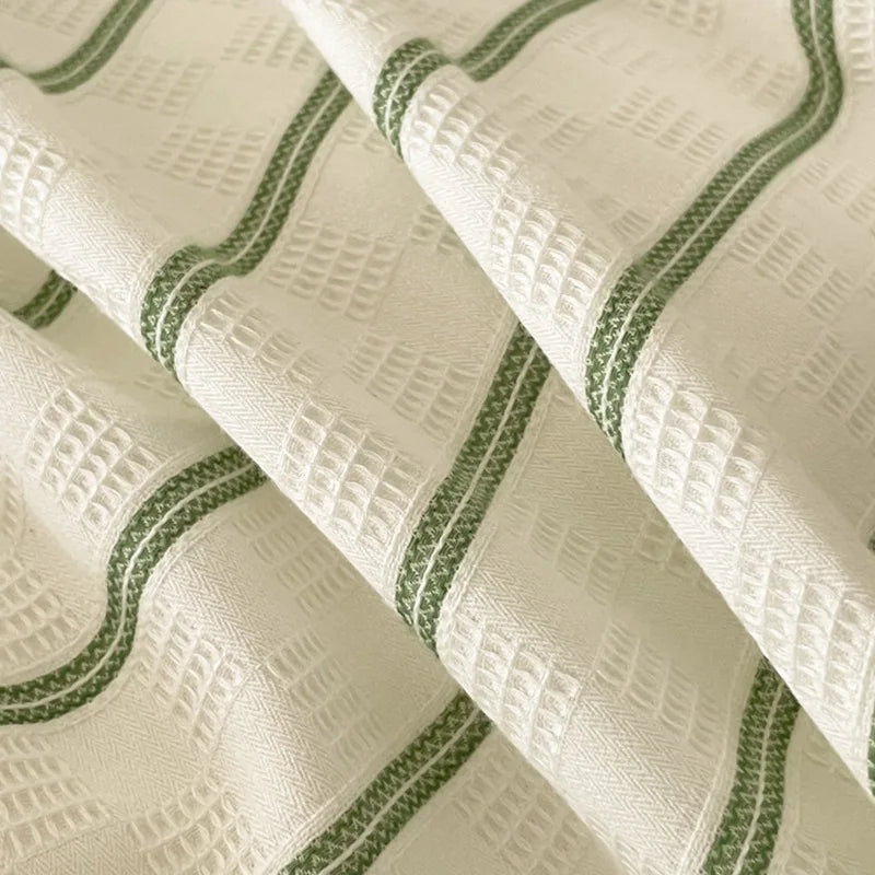 Afralia™ Striped Cotton Bedding Set: High-End Japanese Jacquard Quilt Cover Kit for Single Double