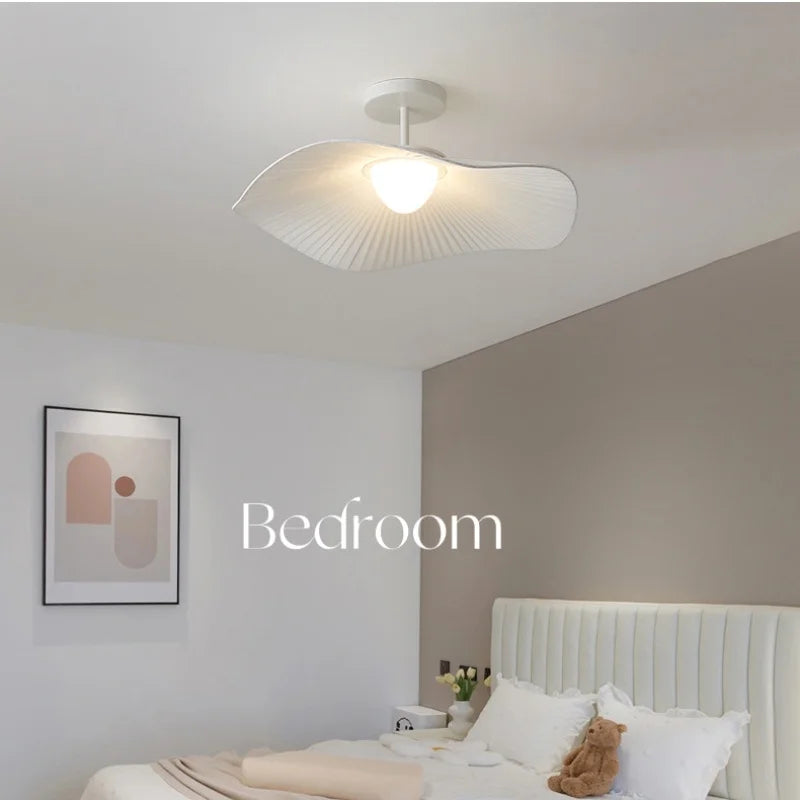 Afralia™ Nordic Fabric LED Ceiling Light Minimalist White Chandelier Home Decor