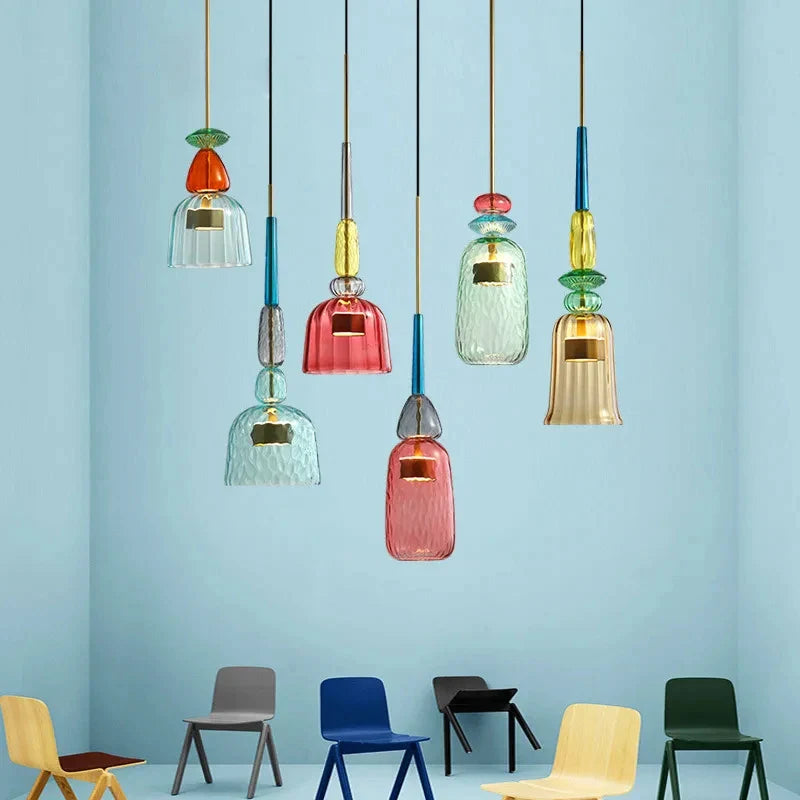 Afralia™ Macaron Glass Pendant Chandelier: Modern LED Lighting for Home, Restaurant, Bar & Children's Room