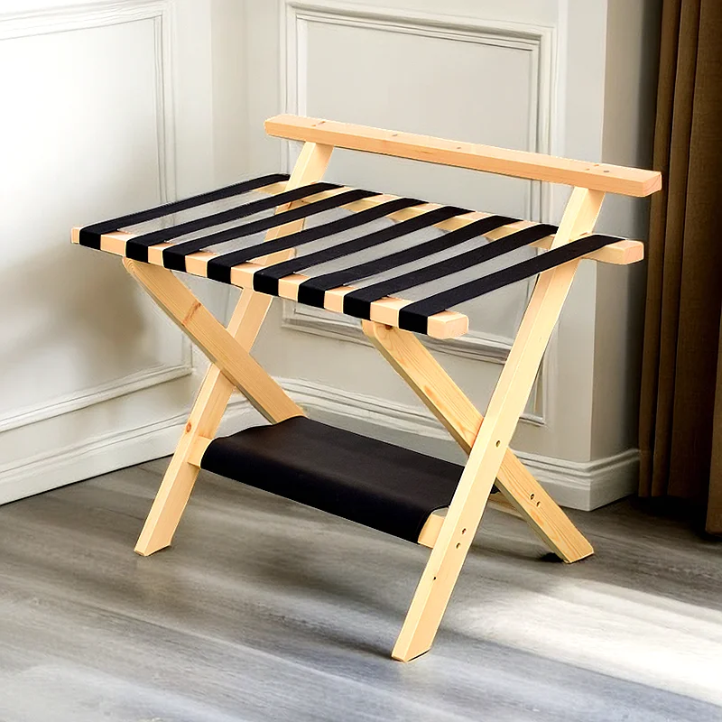 Afralia™ Folding Luggage Rack with Storage Shelf - Heavy-Duty Solution for Guest Room