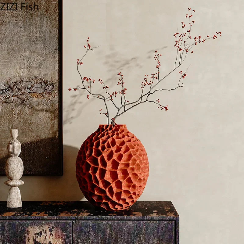 Afralia™ Honeycomb Texture Vase for Artificial Flower Arrangement