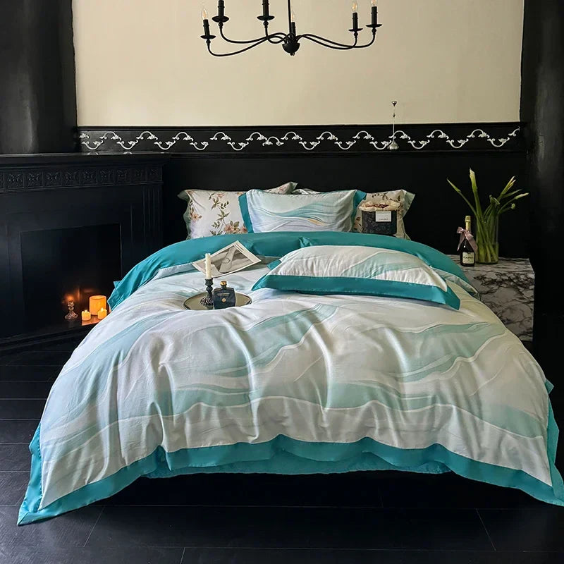 Afralia™ Egyptian Cotton Bedding Set: Queen King Full Size Sheet Pillowcase Comforter Cover