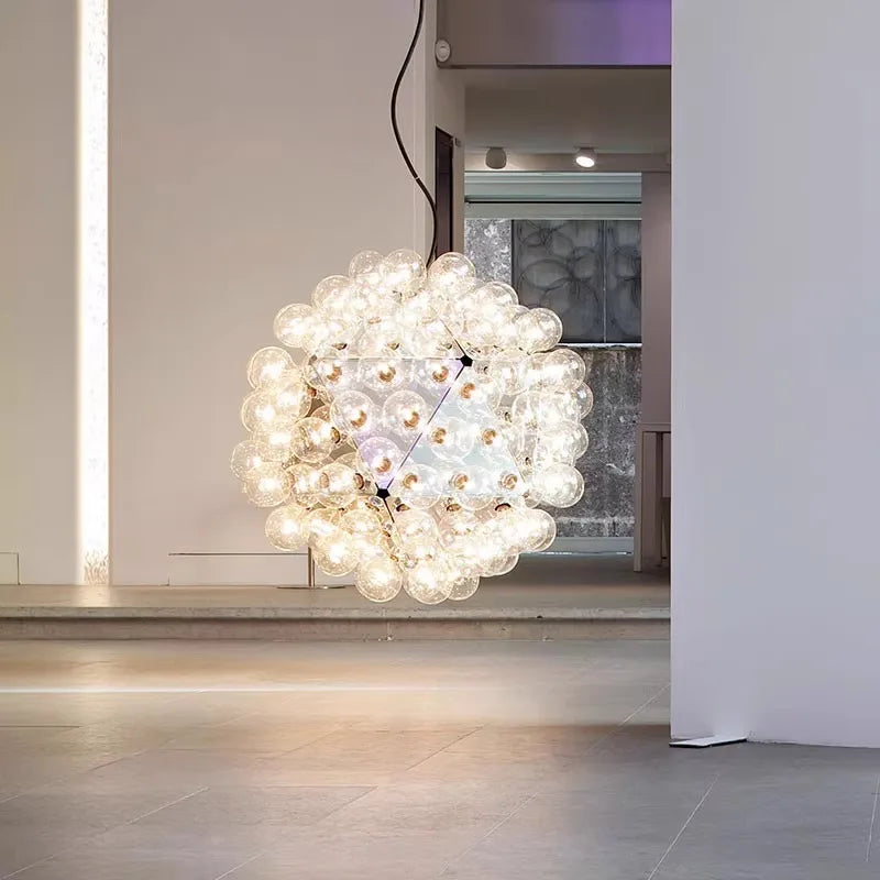 Afralia™ Clear Glass Bubble G4 LED Dandelion Chandelier - Gold/Silver/Black Hardware