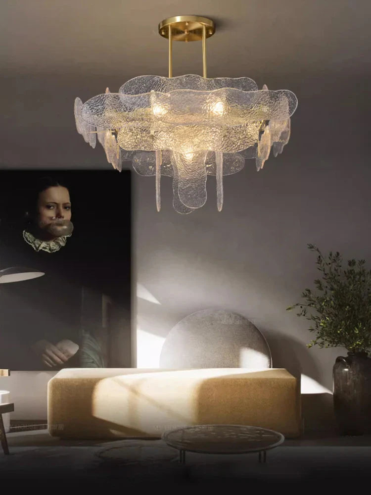 Afralia™ Water Ripple Glass Chandelier: Modern Luxury for Living Room, Bedroom, or Hall Decor