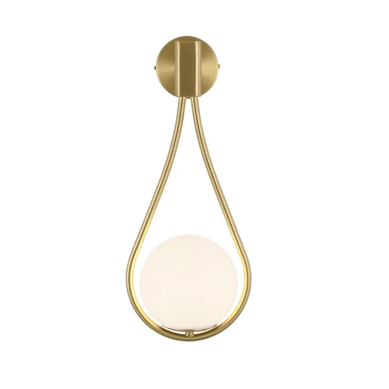 Afralia™ Glass Ball Golden LED Wall Lamp for Living Bedroom, Minimalist Nordic Design