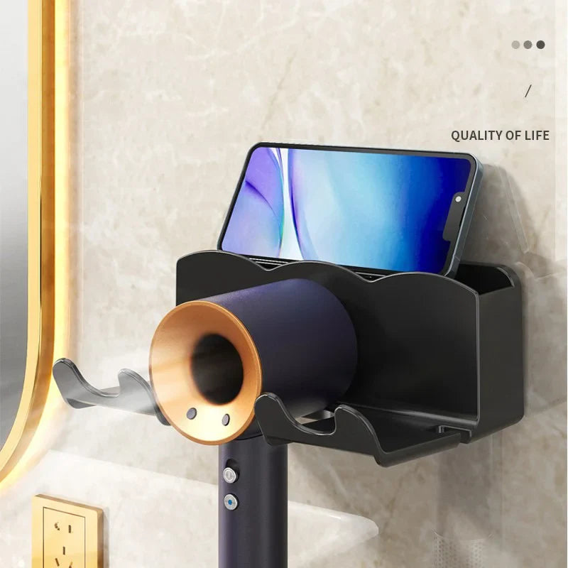 Afralia™ Haircare Holder: Wall Mount Hairdryer Organizer & Straightener Stand