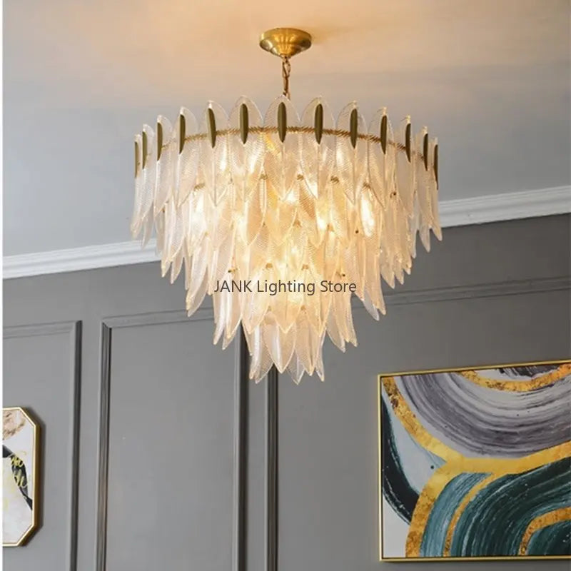 Afralia™ Leaf Glass Pendant Lamp: Modern Luxury Crystal Suspension for Living Room, Restaurant, Bedroom.