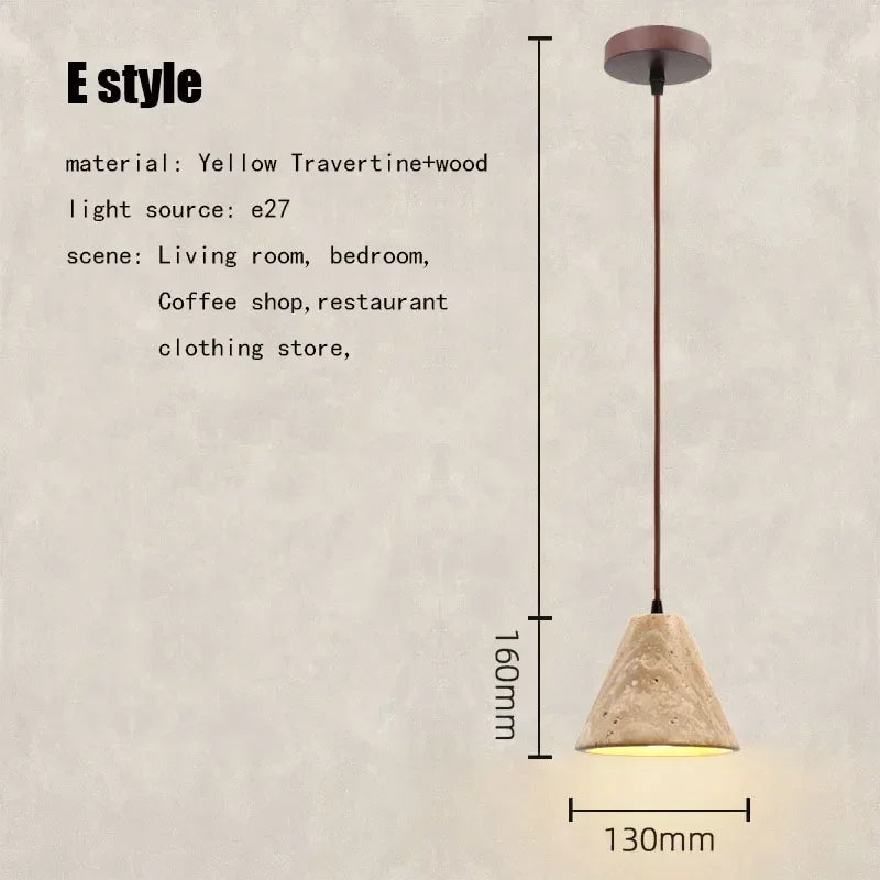 Afralia™ Elegant Wabi Sabi Travertine Pendant Lamp for Dining Desk & Kitchen Island