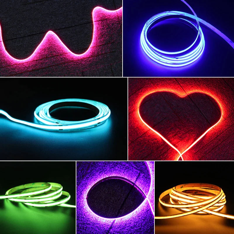 Afralia™ 4mm COB LED Strip Lights - Ultra Slim & Colorful - 480Led/M Linear Tape Lighting