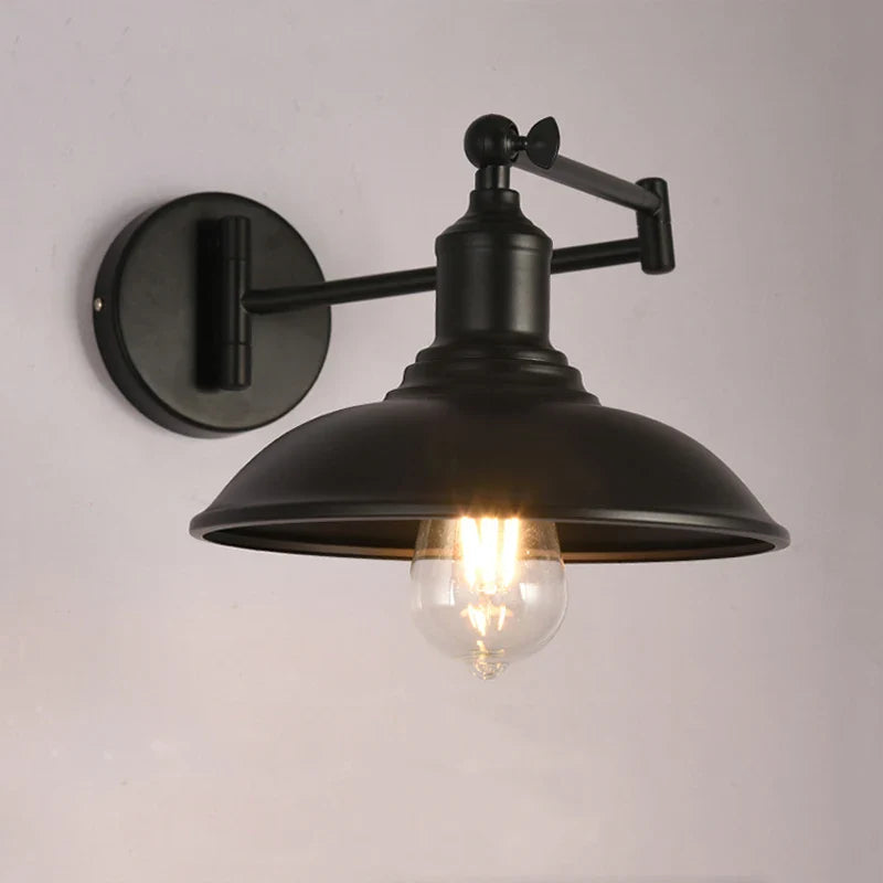 Afralia™ Retro Arm Wall Lamp: Antique Iron, Bedroom, Living Room, Hotel, Study Light