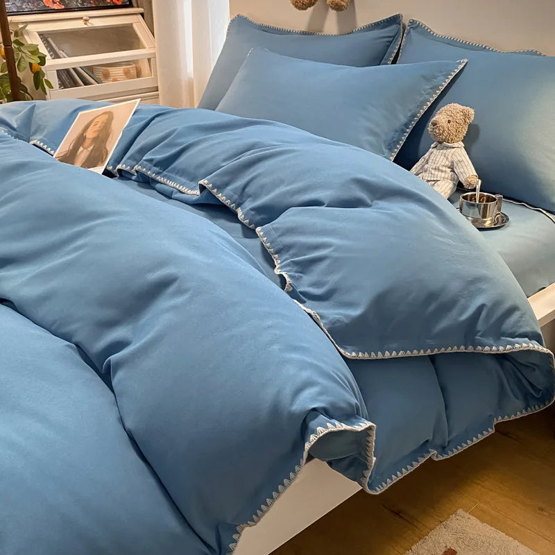 Afralia™ Cozy Shell Edges Bedding Set: Soft Duvet & Fitted Sheet for Autumn/Winter