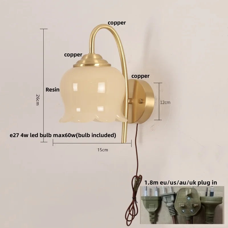 Afralia™ Copper LED Wall Sconce - Modern Nordic Bedroom Light Fixture
