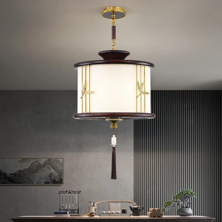 Afralia™ Chinese Lantern Chandelier: Classic Living Room Tea House Retro Lighting Fixtures
