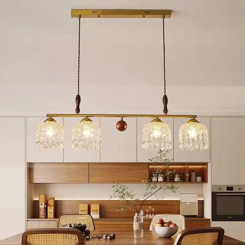 Afralia™ Retro Rose Glass Chandelier Daily Lighting for Living Room & Bedroom