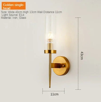 Afralia™ Nordic Golden Glass Wall Lamp Double Head Modern Style Lighting