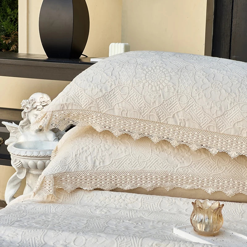 Afralia™ Cotton Quilted Bedspread Set with Bed Skirt & Pillowcases