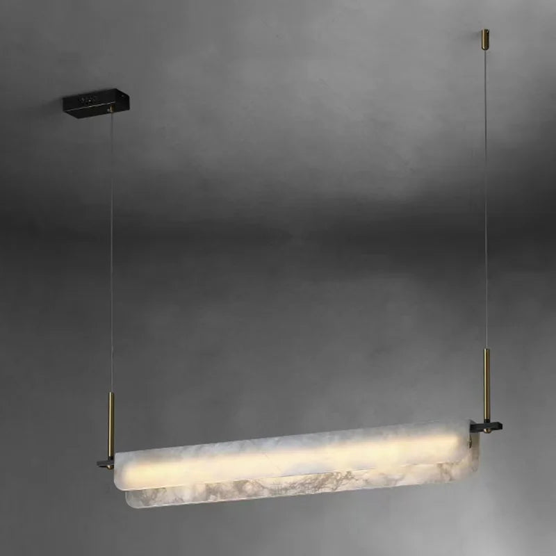 Afralia™ Marble Long Strip LED Chandelier - Luxury Modern Minimalist Table Lamp