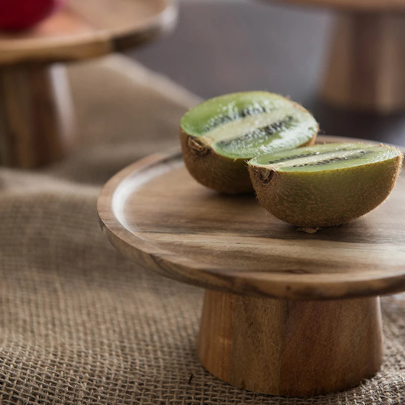 Afralia™ Elevated Wooden Cake Plate | Stylish and Functional Food Serving Trays