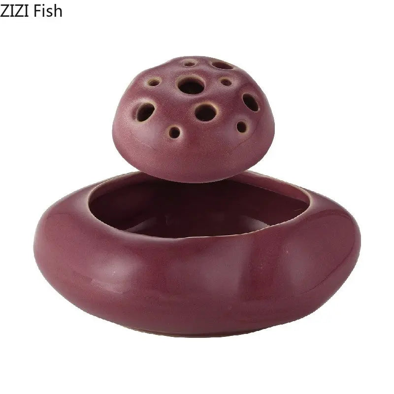 Afralia Lotus Seedpod Ceramic Vase Artificial Flower Pot Modern Desk Decor