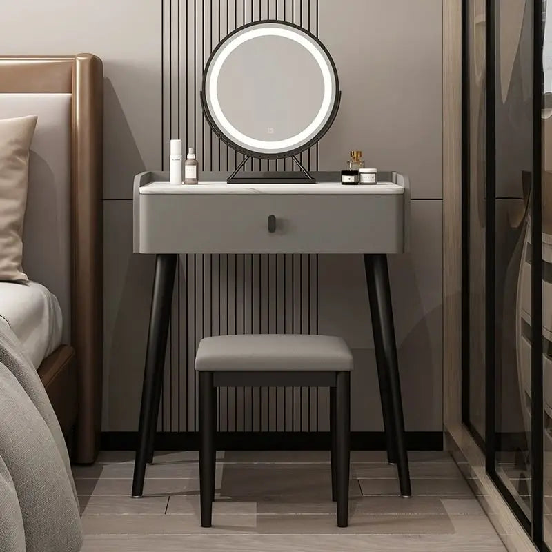 Afralia™ Modern Mirrored Dressing Table Luxury Organizer for Professional Women's Bedroom