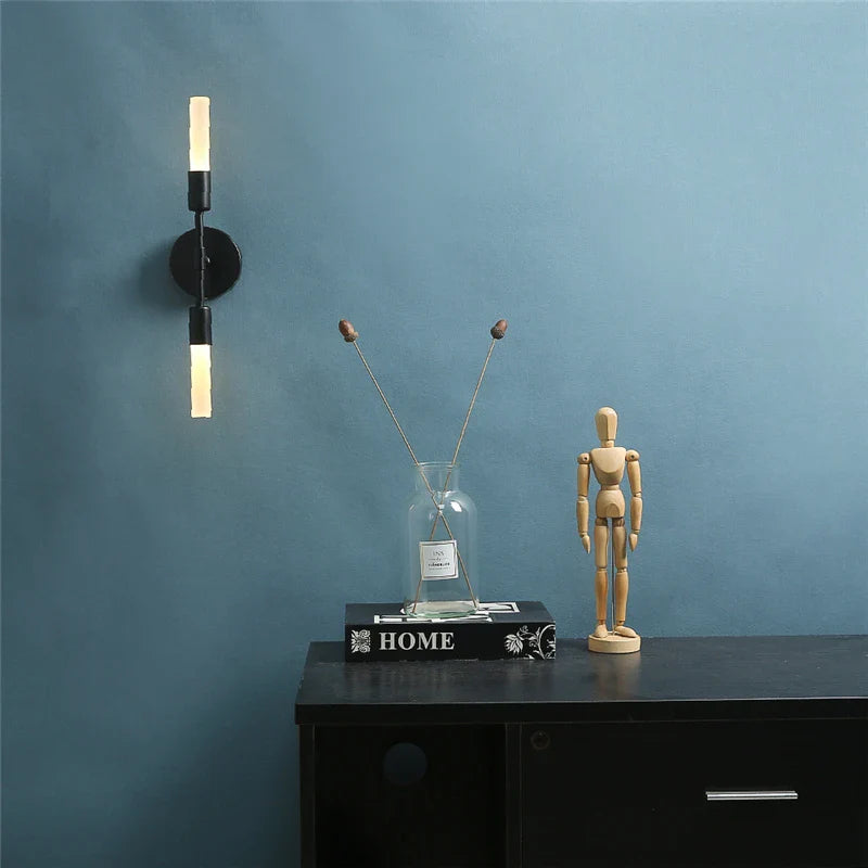 Afralia™ Modern Creative Glass Wall Lamps Ceiling Lighting 2-Heads Black Golden Fixture