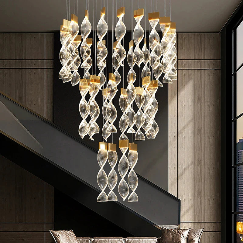 Afralia™ Modern LED Double Staircase Chandelier - Designer Nordic Loft High-Rise Lighting