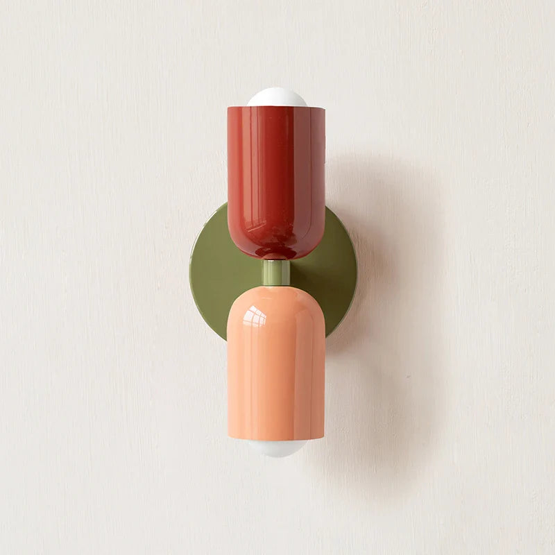 Afralia™ LED Wall Lights Colorful Iron Double Heads Modern Bedside Lamp