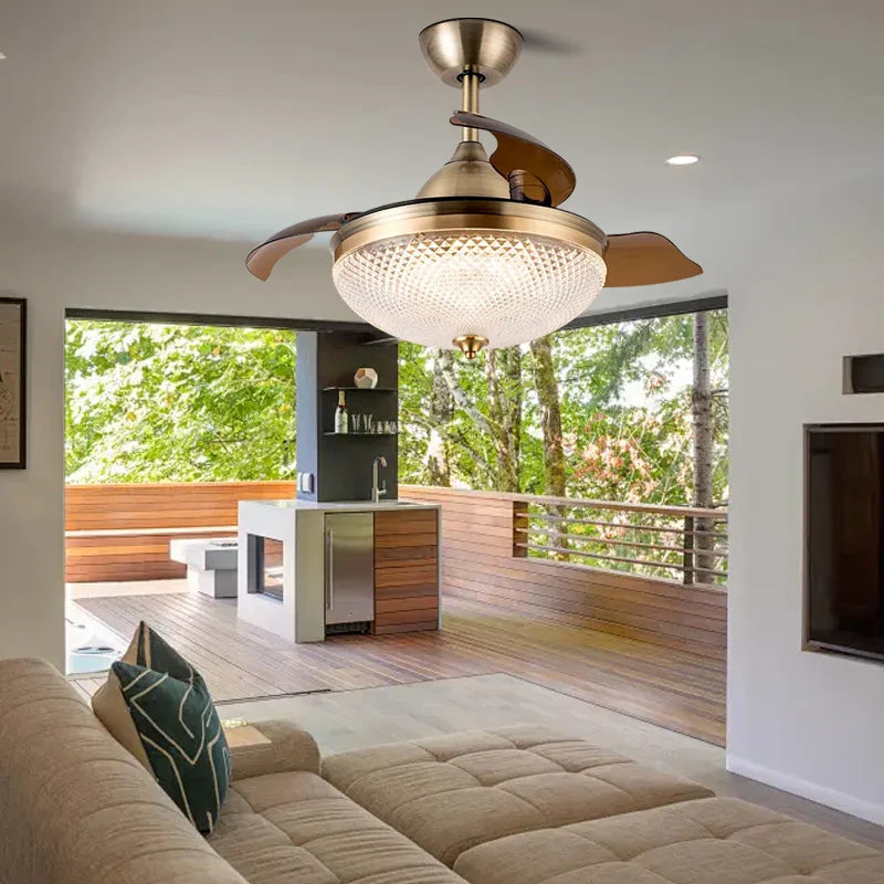 Afralia™ Copper Bronze Ceiling Fan Light Remote Control 6-speed Reversible Silent Design