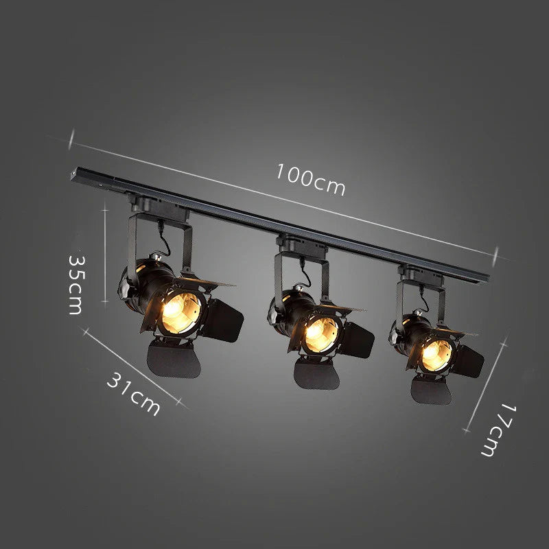 Afralia™ Vintage Industrial Loft Ceiling Lamp Retro Black Track Light for Bar Restaurant