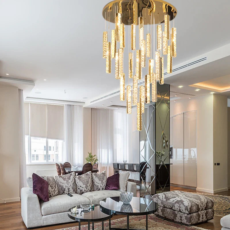 Afralia™ Large Crystal Luxury Chandelier for Living Room Dining Hall Stair Suspension