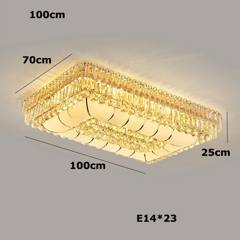 Afralia™ Gold Chrome Crystal LED Ceiling Chandelier for Living Room