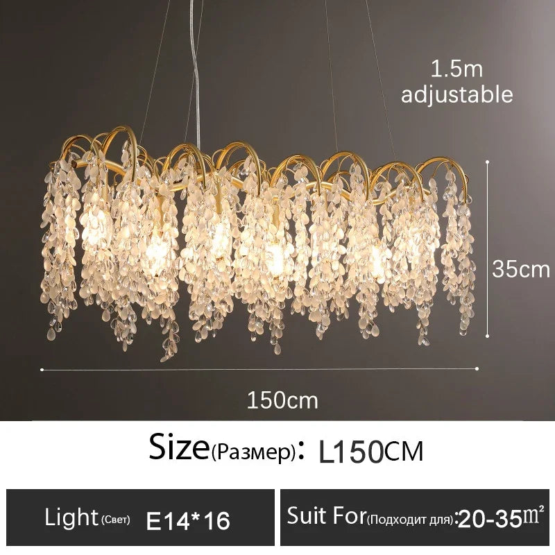 Afralia™ Modern Luxury Crystal Chandelier Golden Gloss LED Ceiling Lamp