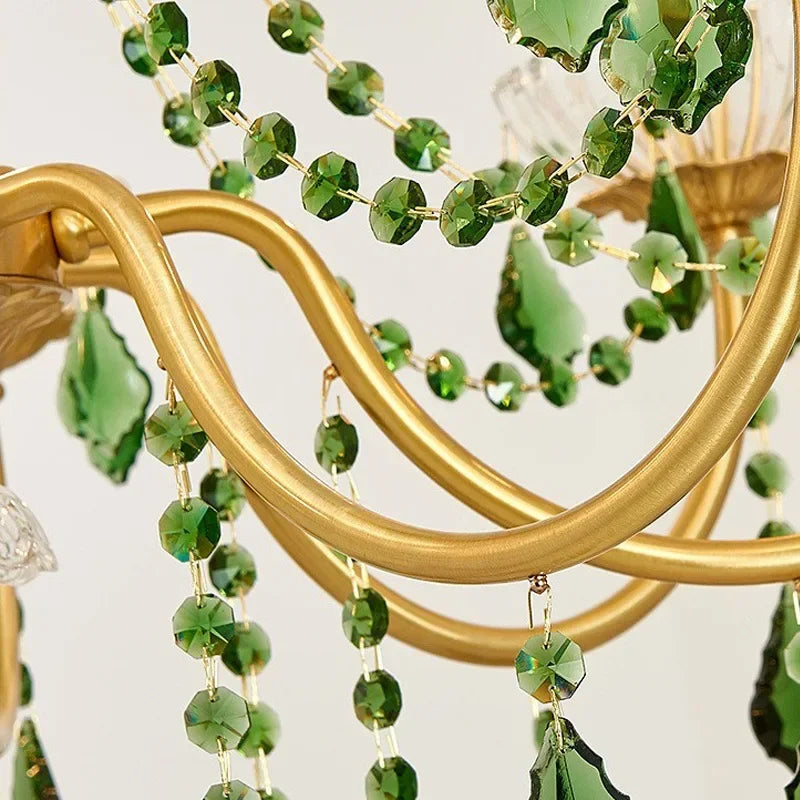 Afralia™ Green Crystal Chandelier for Living Room - Bohemian Style LED Pendant Lighting