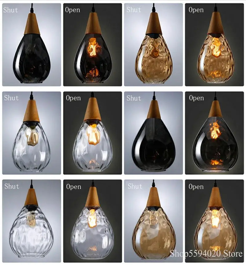 Afralia™ Vintage Glass Pendant Lights LED Industrial Lamp Loft Hanging Lamp