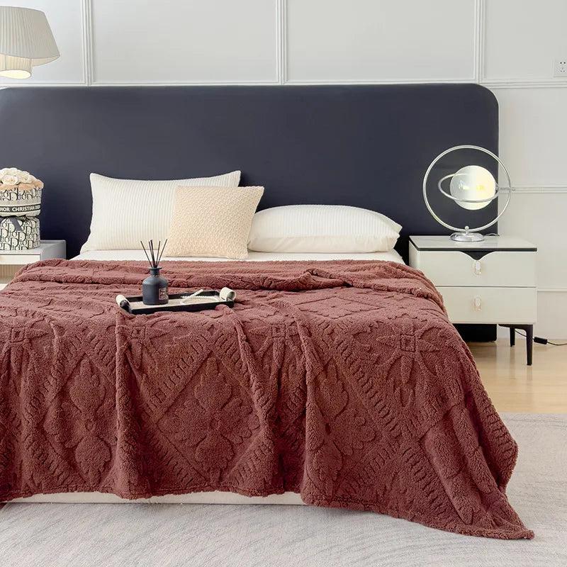 Afralia™ Taffeta Velvet Jacquard Coral Fleece Blanket: Warm, Skin-Friendly, Multi-Functional Sofa Cover