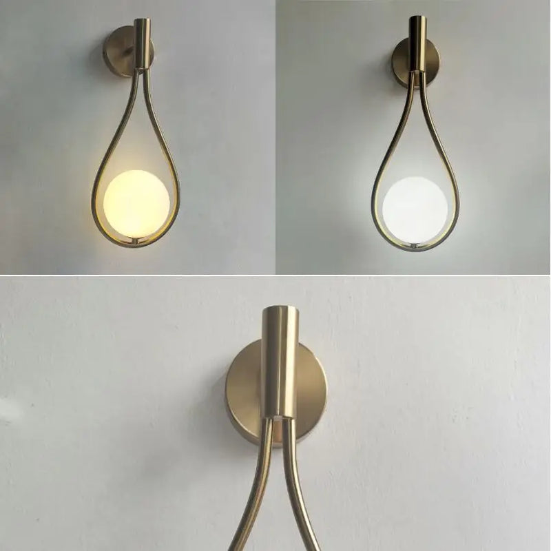 Afralia™ Glass Ball Brass Wall Lamp LED Bedroom Living Room Lighting