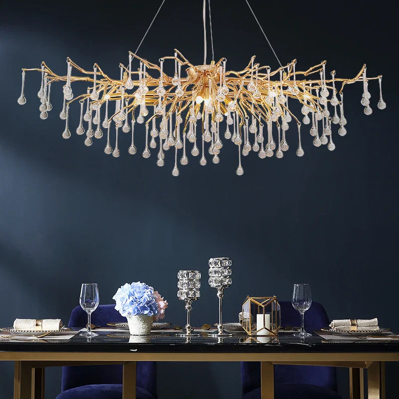 Afralia™ Elegant Gold Crystal Chandelier for Modern Luxury Living Spaces