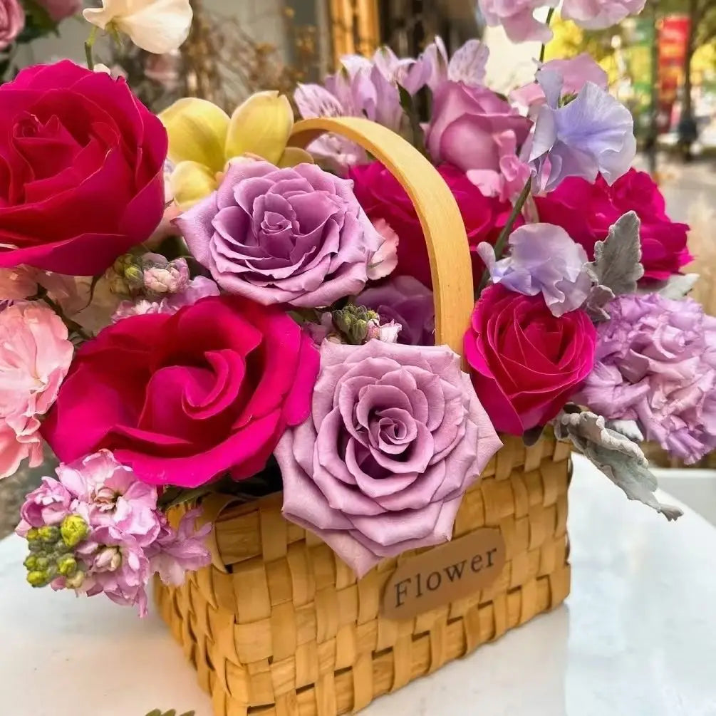 Afralia™ Handmade Bamboo Flower Basket Decor | Decorative Flowers Cachepot