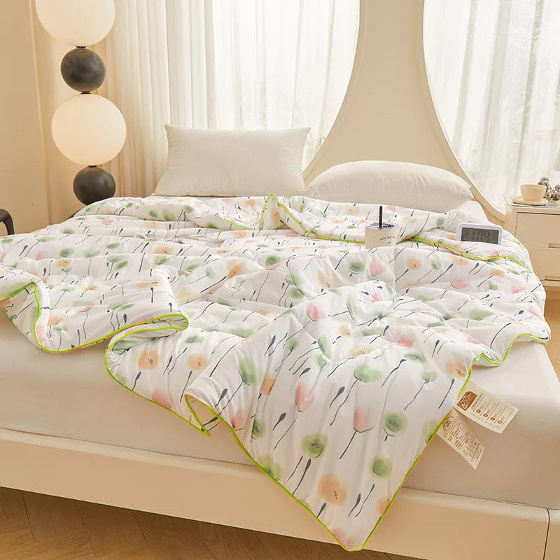 Afralia™ Floral Pattern Thin Cooling Quilt for Spring Summer Comfort.