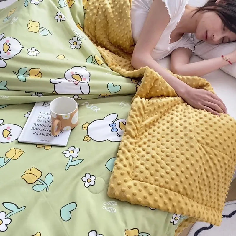 Afralia™ Cartoon Pattern Summer Comforter: Skin-Friendly Breathable Quilt for Kids & Adults