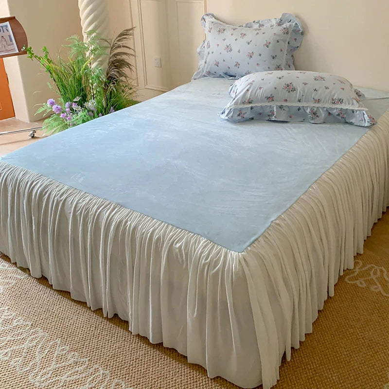 Afralia™ Lace Ruffles Floral Velvet Patchwork Duvet Cover Bedding Set