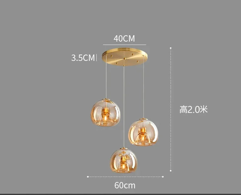 Afralia™ Glass Pendant Light Luxury Nordic Led Hanging Lamp Modern Bedroom Fixture
