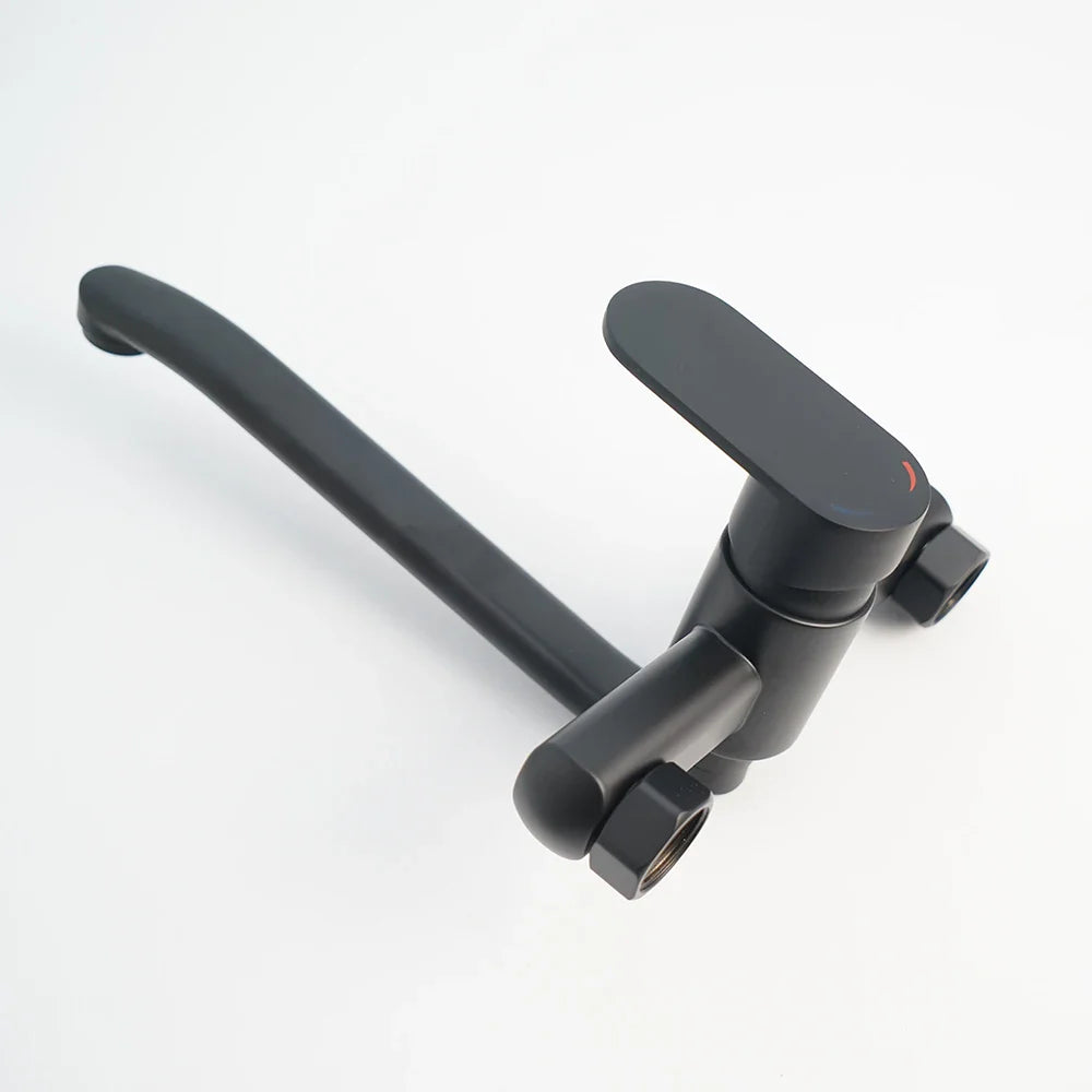 Afralia™ Matte Black Wall Mounted Basin Mixer Faucet