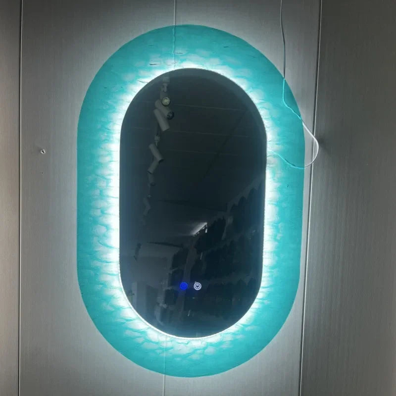 Afralia™ Oval Smart Bathroom Mirror with Fog Removal Lighting - Decorative Vanity Glass Frame