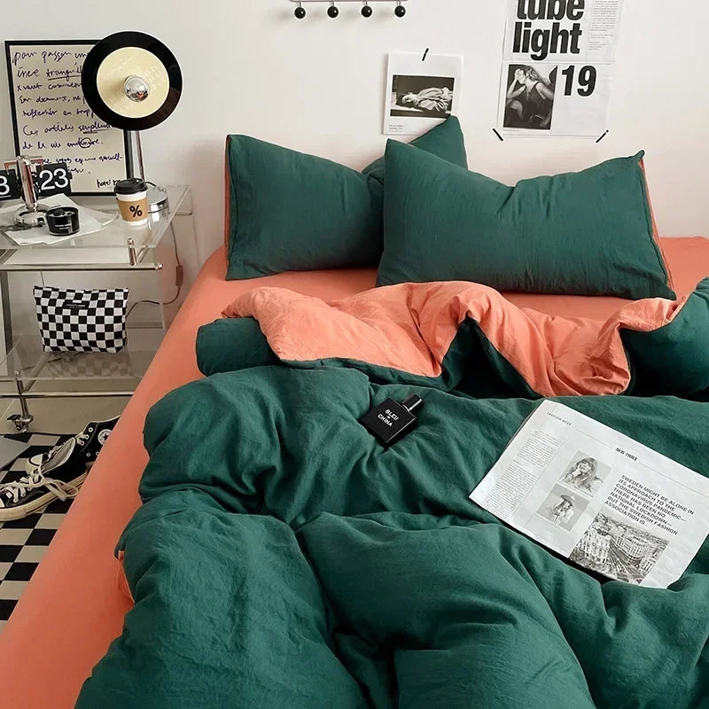 Afralia™ Cotton Bedding Set with Comforter Cover, Sheet, and Pillowcase Set