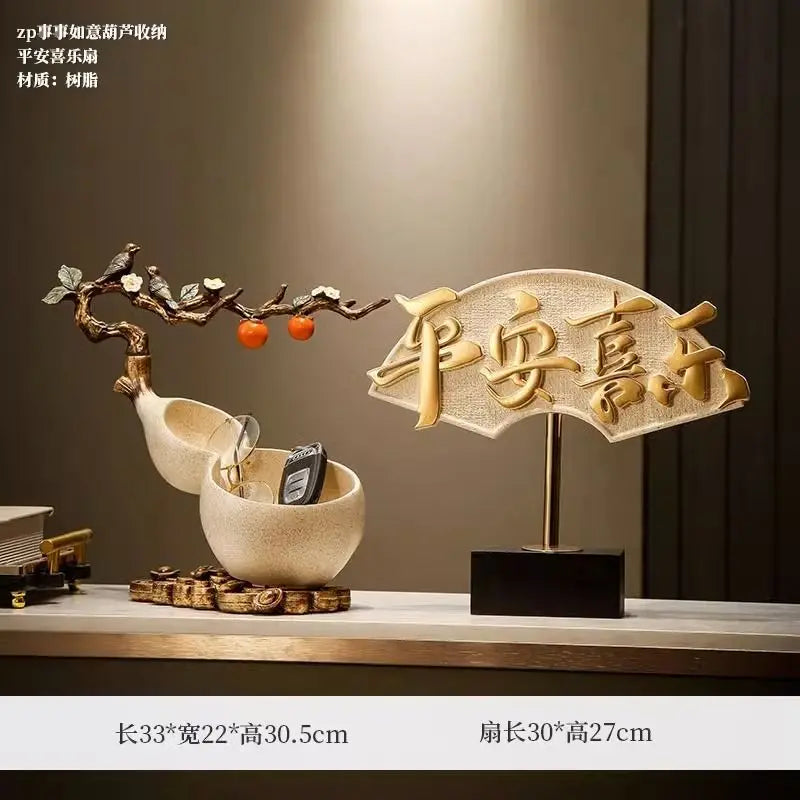 Afralia™ Chinese Gourd Key & Desktop Storage Decoration for Wealth Attraction