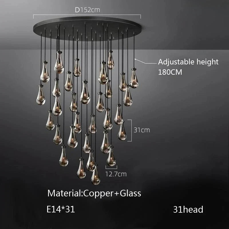 Afralia™ Waterdrop Glass Pendant Light: Modern LED, Lobby Accent for Home, Hotel, Staircase Decor