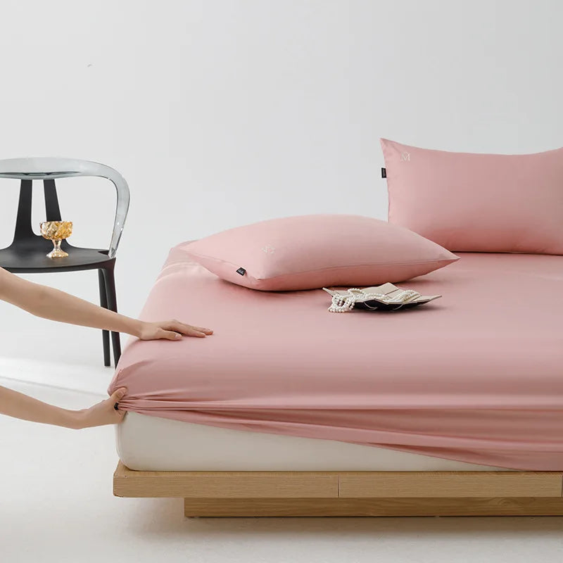 Afralia™ Luxury Satin Finish Cotton Fitted Sheet: High Quality, Skin-friendly and Breathable Bed Cover.