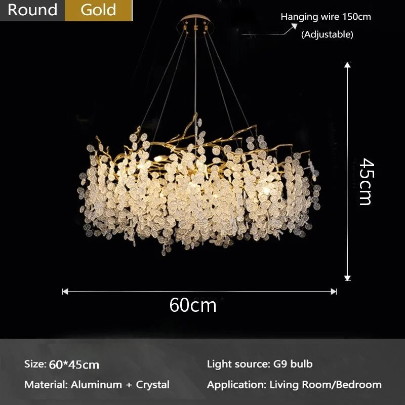 Afralia™ Luxe Crystal Ceiling Chandelier for Living Room - LED Indoor Lighting