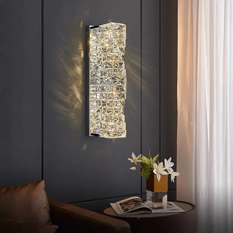 Afralia™ Crystal LED Wall Light: Modern Luxury Sconce for Living Room, Aisle, Bedside